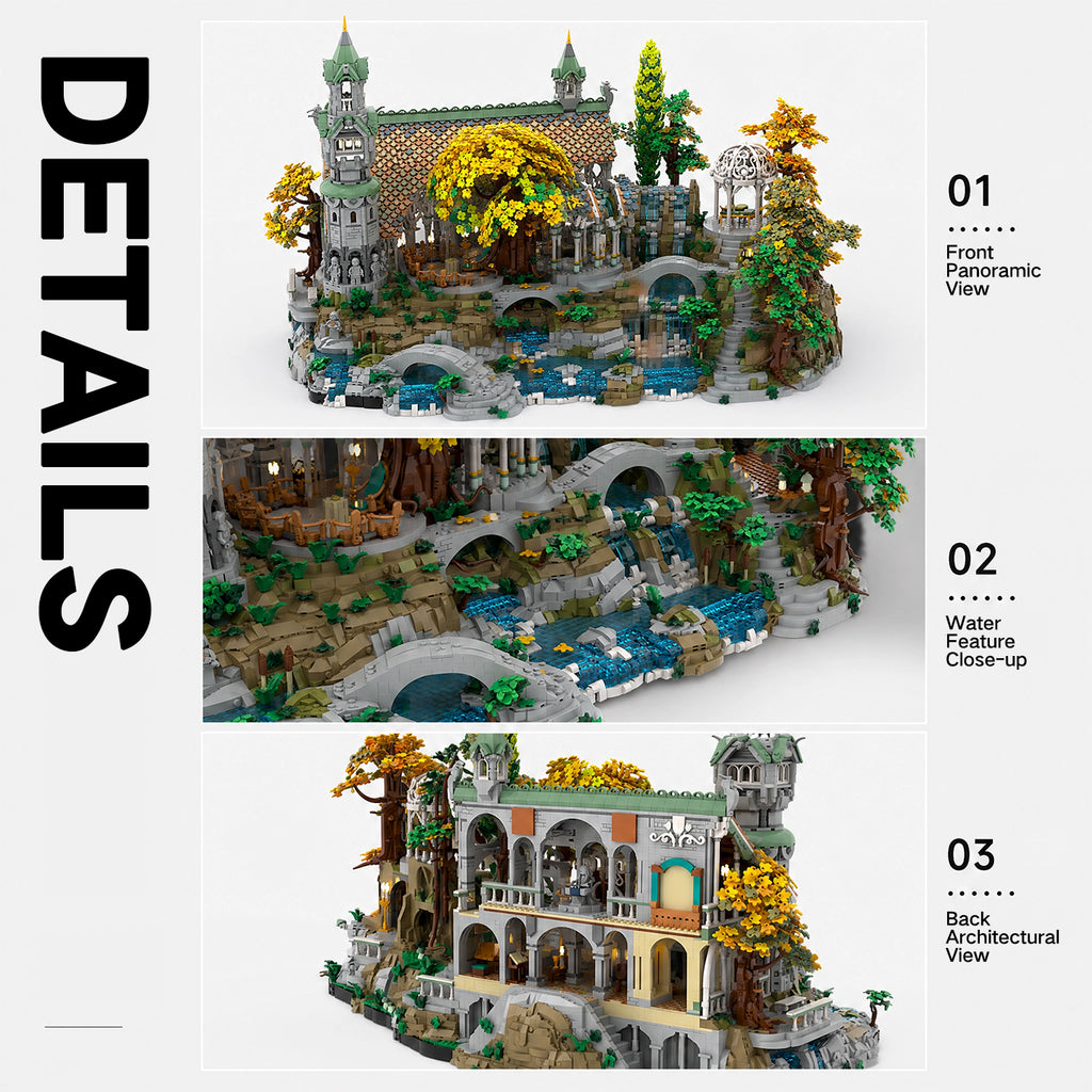 Rivendell MOC Building Set 10110 Pieces - Lord of the Rings Elven City Architecture Model, 100% Compatible with Lego Bricks, Adult Collectible Display Kit for LOTR Fans Ages 16+