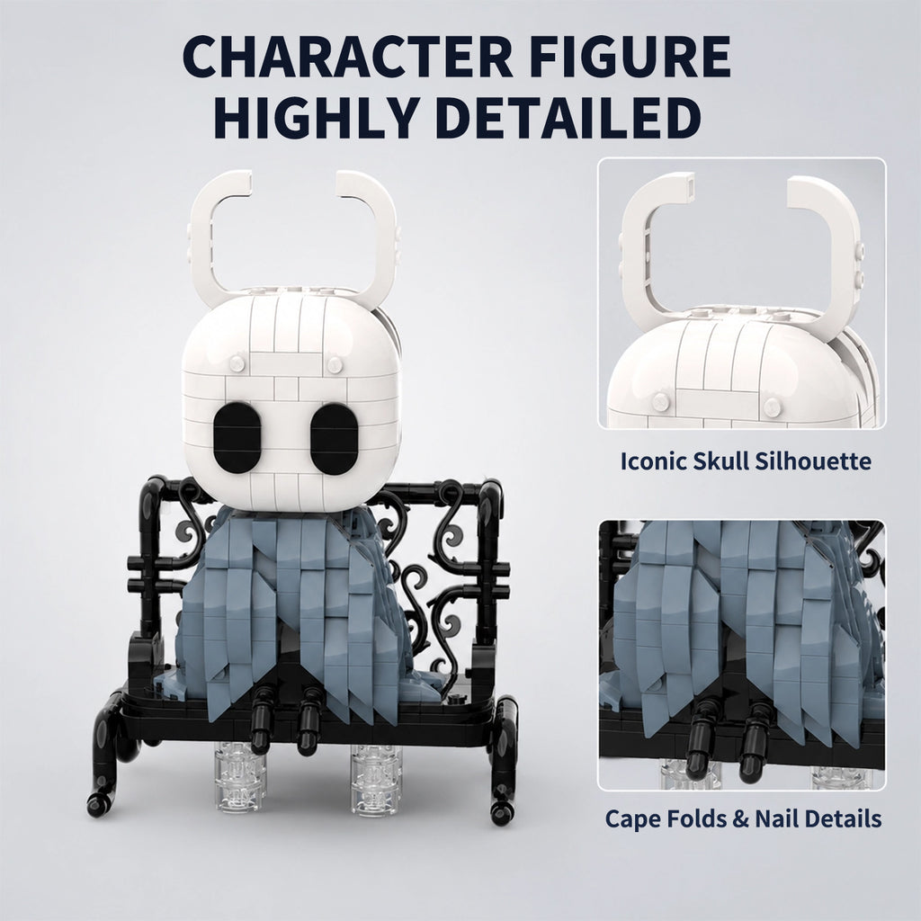 Hollow Knight The Knight MOC Building Blocks Set, 668PCS Compatible with Lego, Collectible Game Figure with Bench, Gift for Gamers & Builders Ages 8+