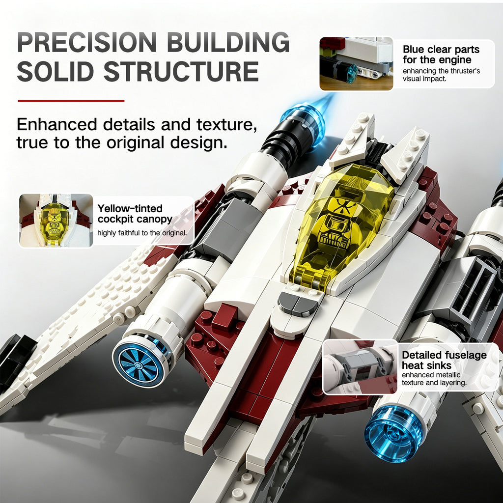 V-19 Torrent Starfighter Building Blocks - Compatible with Lego Star Wars, Dual Flight/Landing Modes