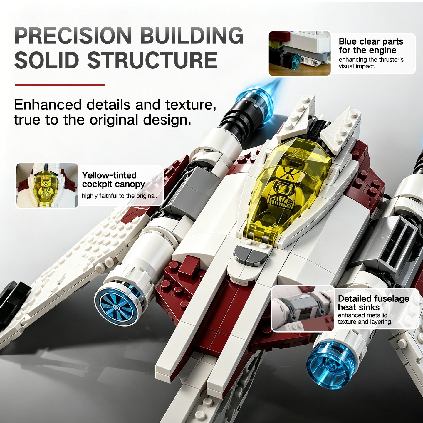 V-19 Torrent Starfighter Building Blocks - Compatible with Lego Star Wars, Dual Flight/Landing Modes