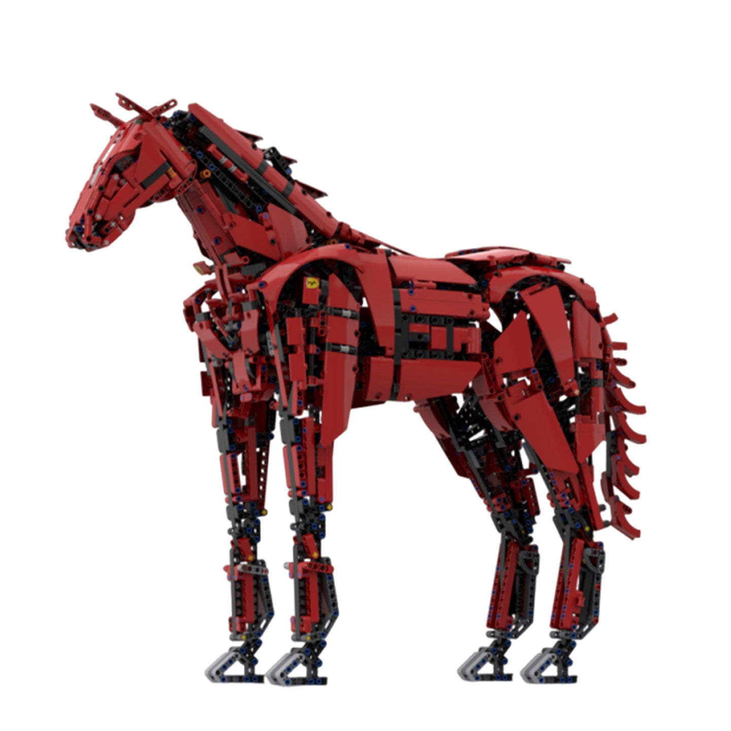 Red Mechanical Warhorse Building Block Model - Technic MOC Horse Construction Kit for Adults & Teens, Collectible Display Piece & Engineering Toy Gift