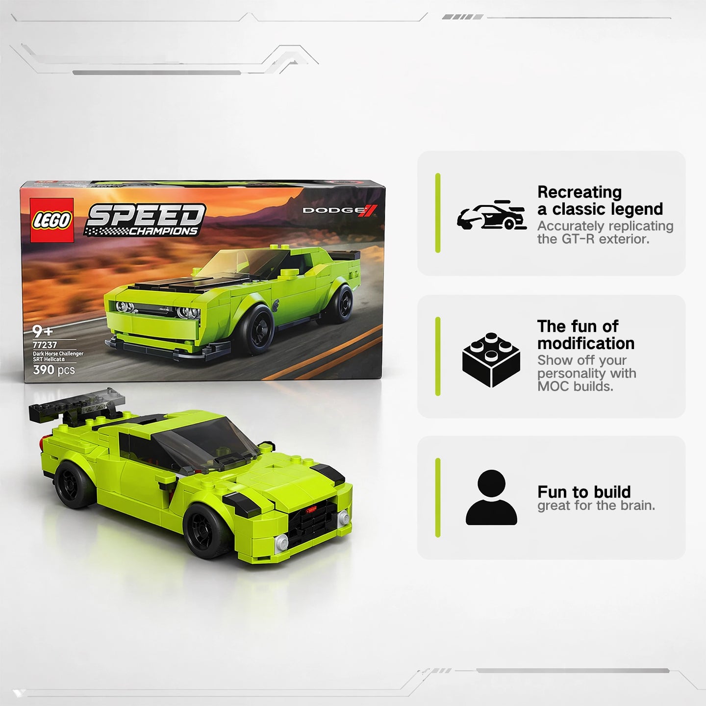 Nissan GT-R R35 Modified Building Block Set, 306 Pieces Fully Compatible with Lego Speed Champions, Entry-Level MOC Sports Car Model Kit for Adults & Kids Ages 8+