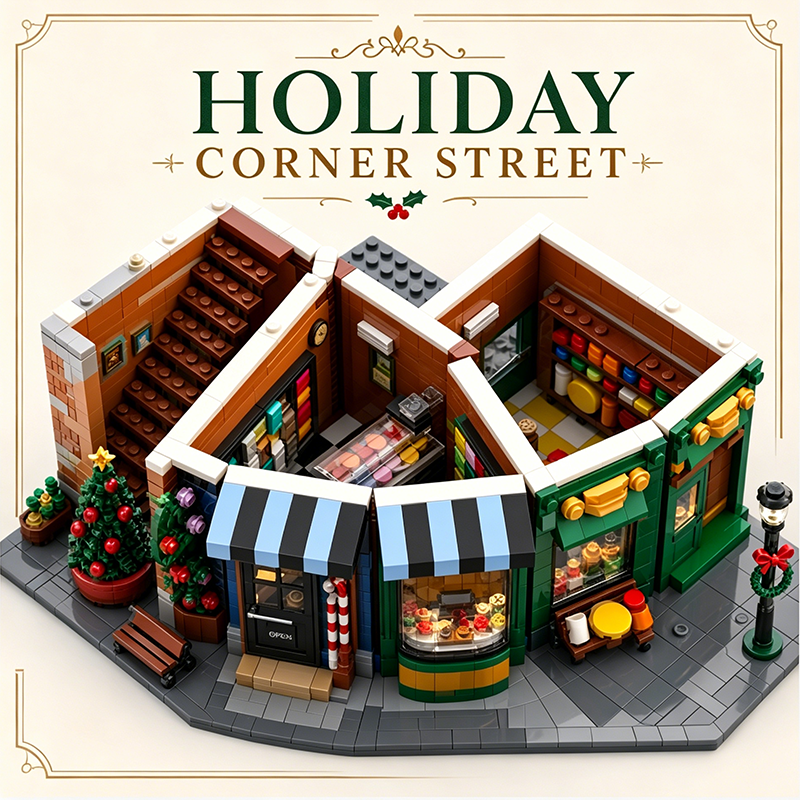 Holiday Corner Street Modular Building Set | 100% Compatible with LEGO Bricks