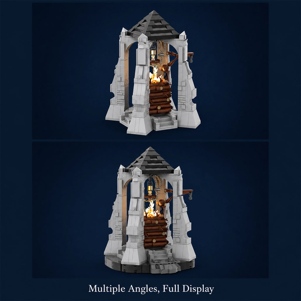 Beacon of Gondor MOC Building Set with LED Light - Lord of the Rings Pippin's Courage - 1238 Pieces - Compatible with LEGO