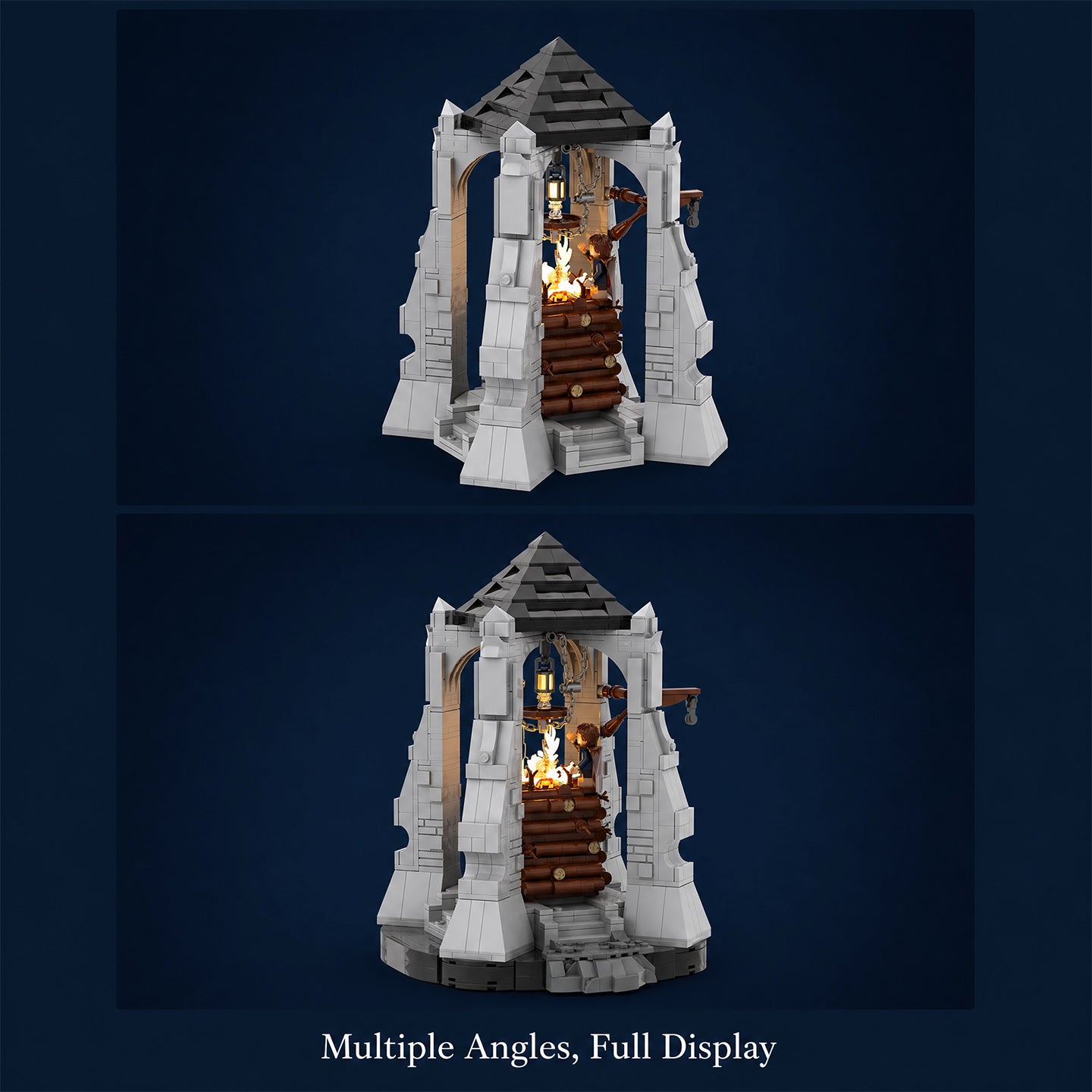 Beacon of Gondor MOC Building Set with LED Light - Lord of the Rings Pippin's Courage - 1238 Pieces - Compatible with LEGO