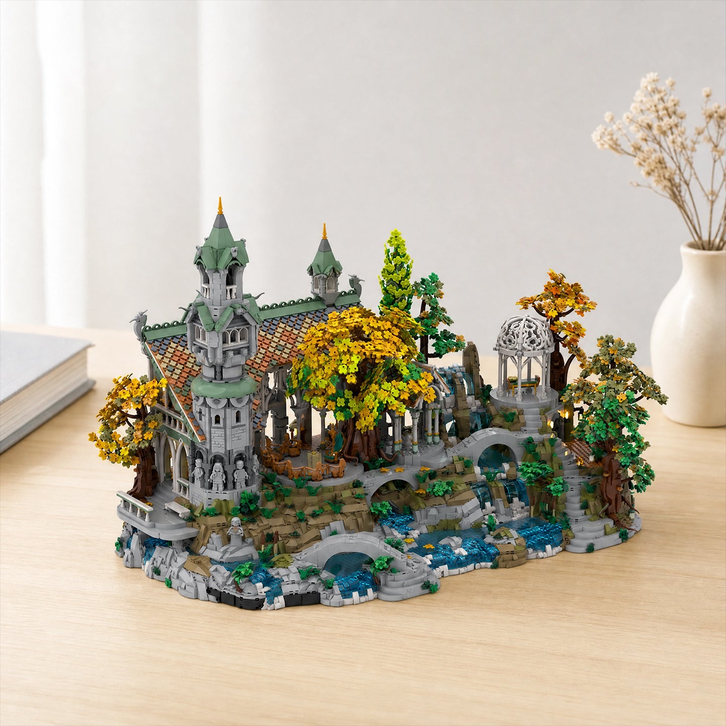 Rivendell MOC Building Set 10110 Pieces - Lord of the Rings Elven City Architecture Model, 100% Compatible with Lego Bricks, Adult Collectible Display Kit for LOTR Fans Ages 16+