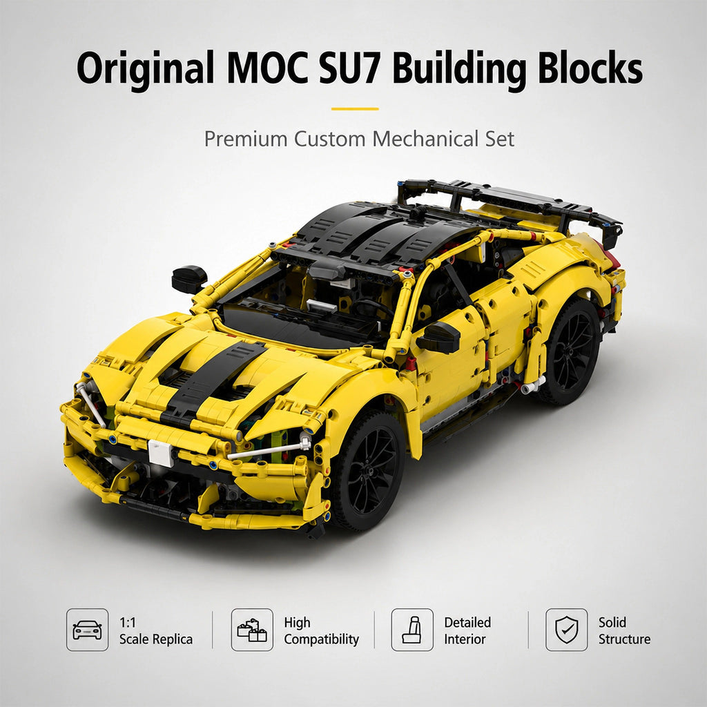 SU7 MOC Mechanical Sports Car Building Kit 2493PCS - Lego Compatible Collectible Brick Model for Adults & Teens 12+