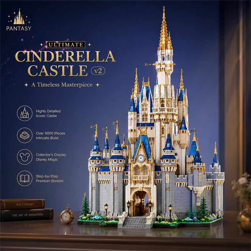Ultimate Cinderella Castle V2 Building Set | 9573 PCS | Fully Compatible with LEGO 43222 Disney Castle | Upgraded Modification for Adults and Collectors