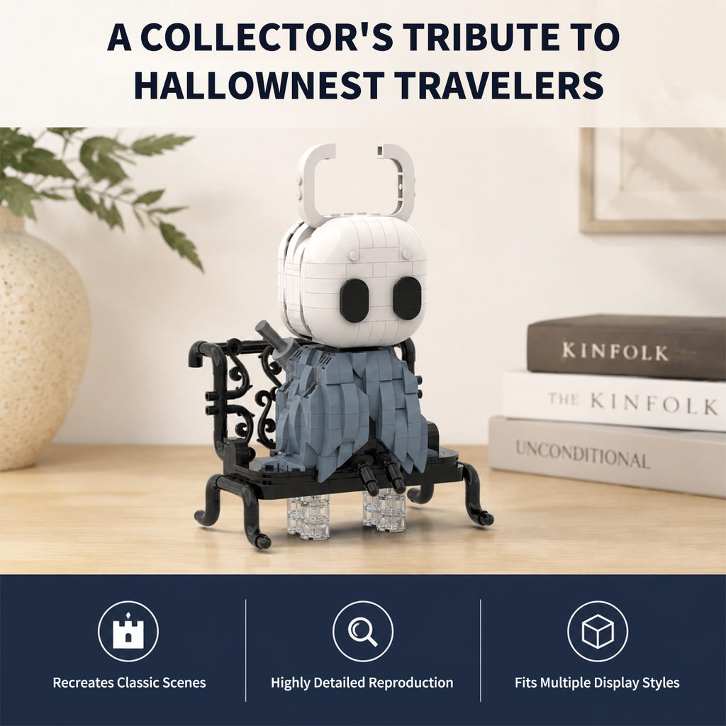 Hollow Knight The Knight MOC Building Blocks Set, 668PCS Compatible with Lego, Collectible Game Figure with Bench, Gift for Gamers & Builders Ages 8+