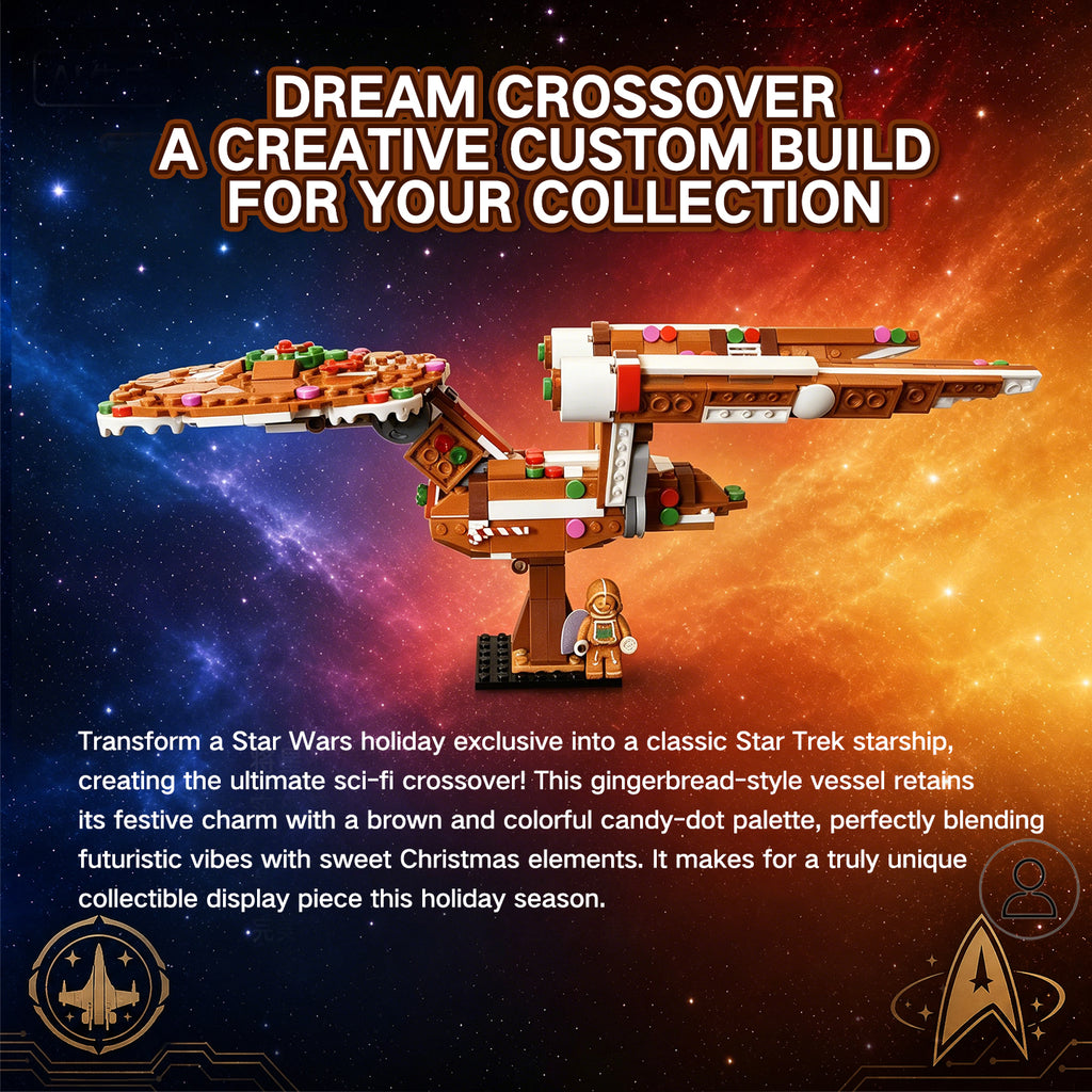 USS Gingerprise Gingerbread Starship MOC Building Kit | 100% Compatible with Lego | 458 PCS Star Trek x Star Wars Crossover Building Set