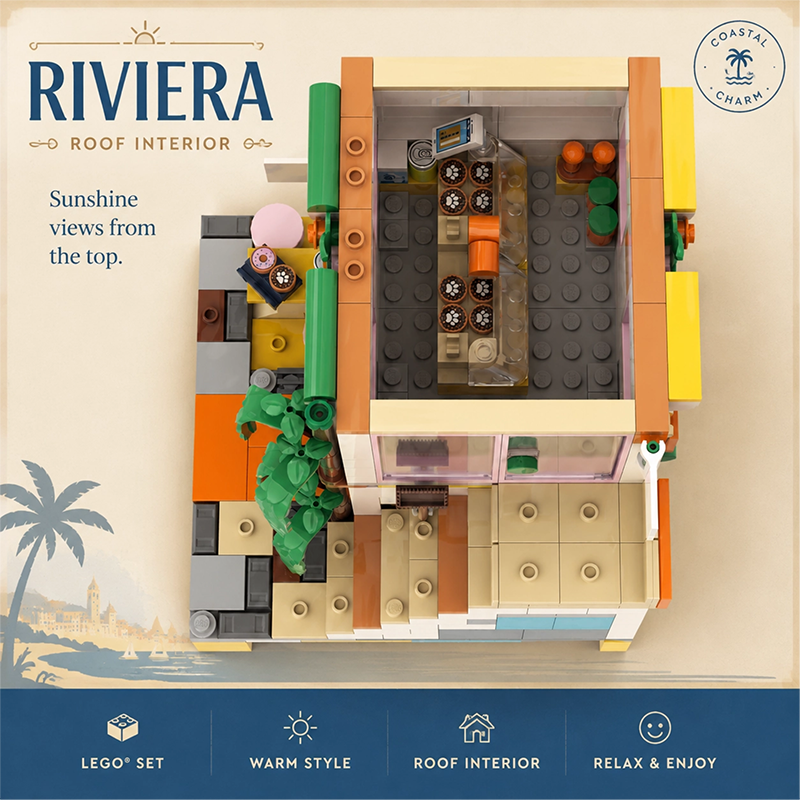 Riviera Coastal House Building Blocks Set | 100% Compatible with Lego Bricks | Creative Beach Themed Construction Toy for Kids & Adults