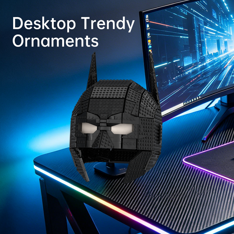 Wearable Batman Cowl Building Block Helmet | Lego Compatible Bricks | Adult Collectible Display Model