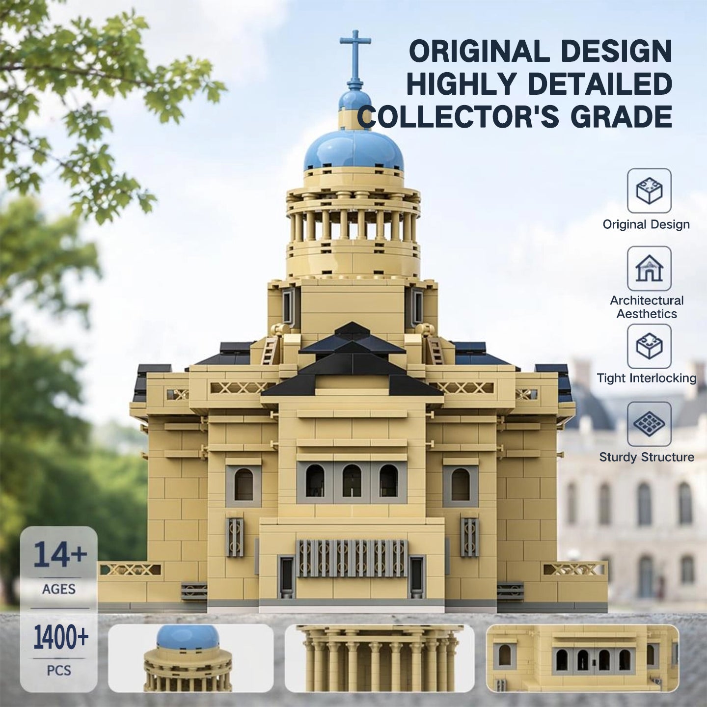 Paris Pantheon Architectural Building Blocks Set 1473 PCS | MOC Collectible Model Kit Compatible with Lego