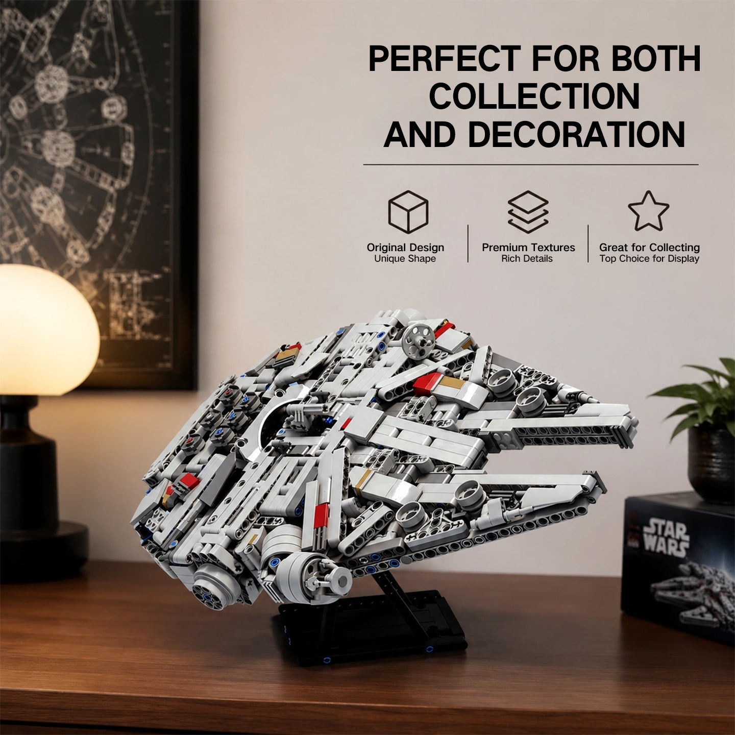 Star Wars Millennium Falcon Building Set, Compatible with Lego Starship Model, MOC Starship Collectible Toy for Adults & Kids, Ideal Gift for Star Wars Fans