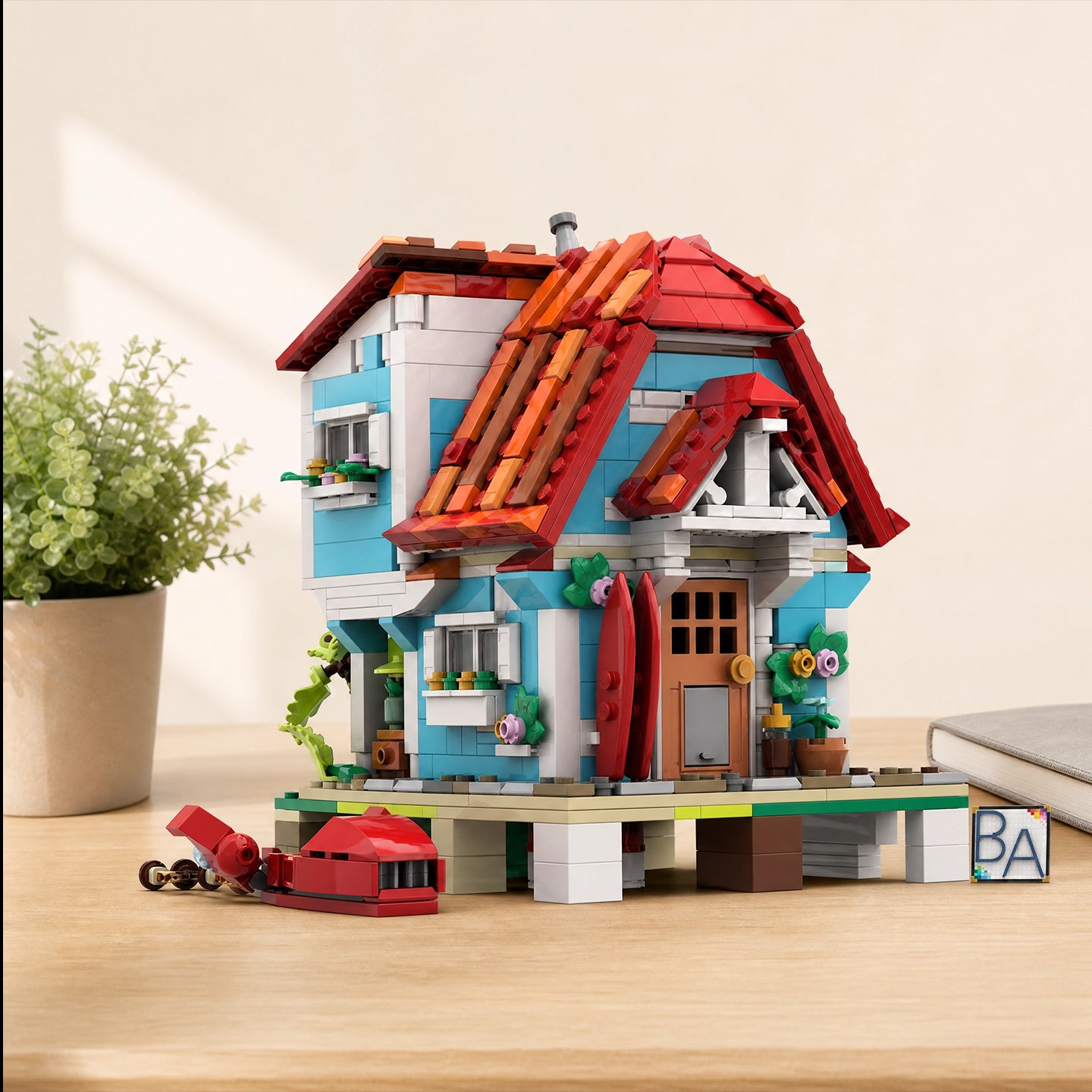 Lilo's Holiday House Building Kit | Riviera Extension MOC | 100% Lego Compatible Beach House Set