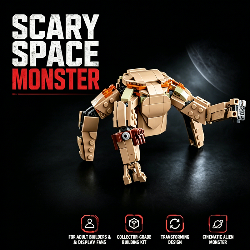Scary Space Monster 2-in-1 Building Blocks Set - Lego Compatible Alien Toy