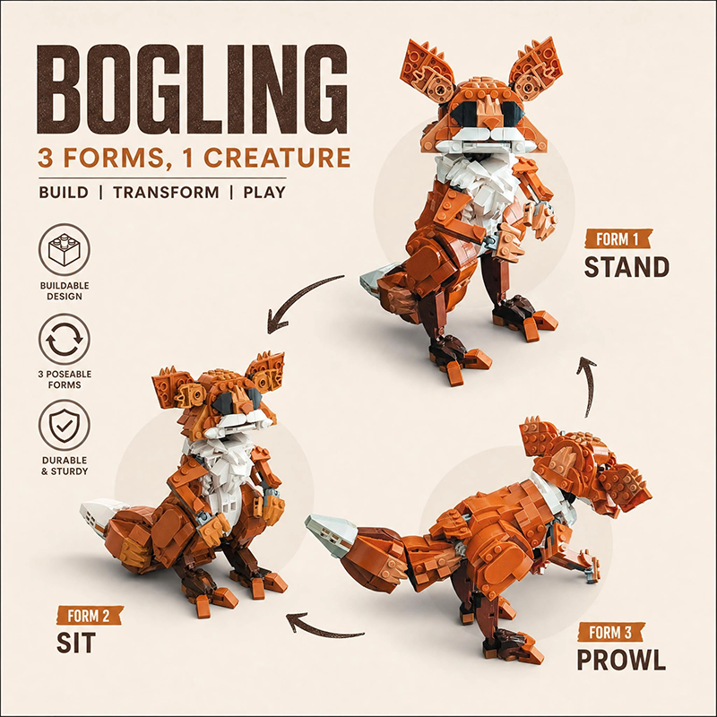 Bogling Fully Articulated MOC Building Kit | 578PCS Fan-Made Creature Set | Compatible with Lego Bricks