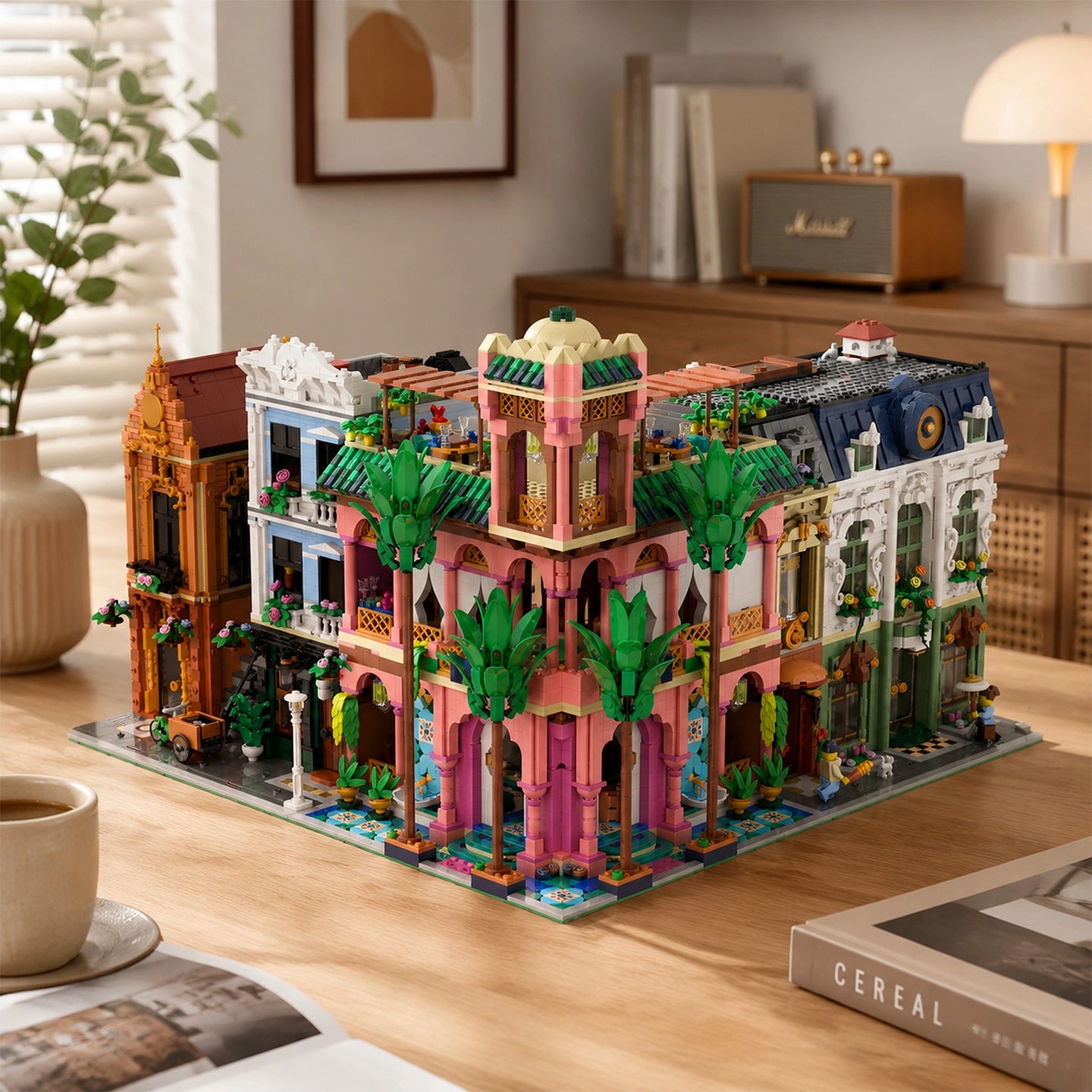 3381PCS Corner Garden Restaurant Building Set | European Street View | 100% Lego-Compatible