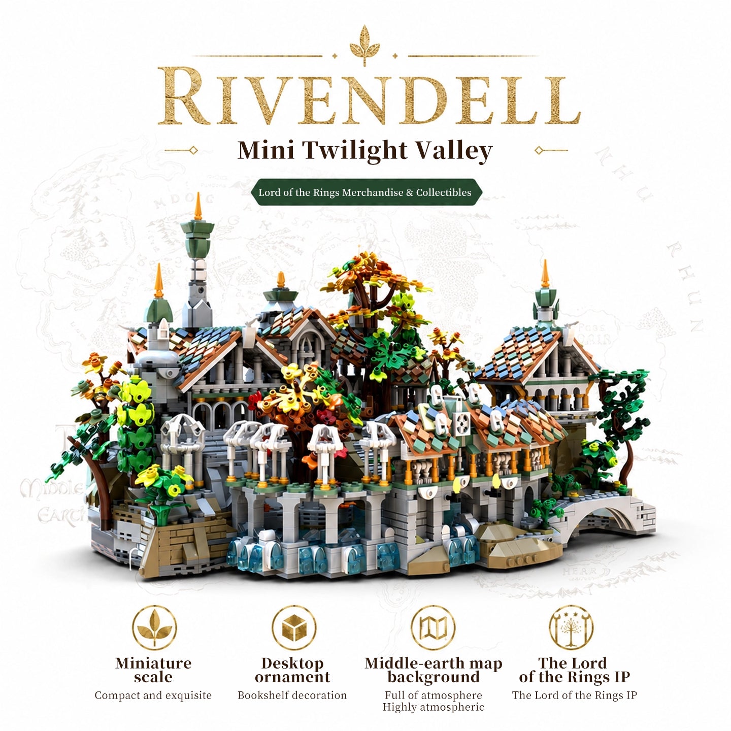 Rivendell Mini Building Set | 4372PCS LOTR Twilight Valley | 100% LEGO Compatible