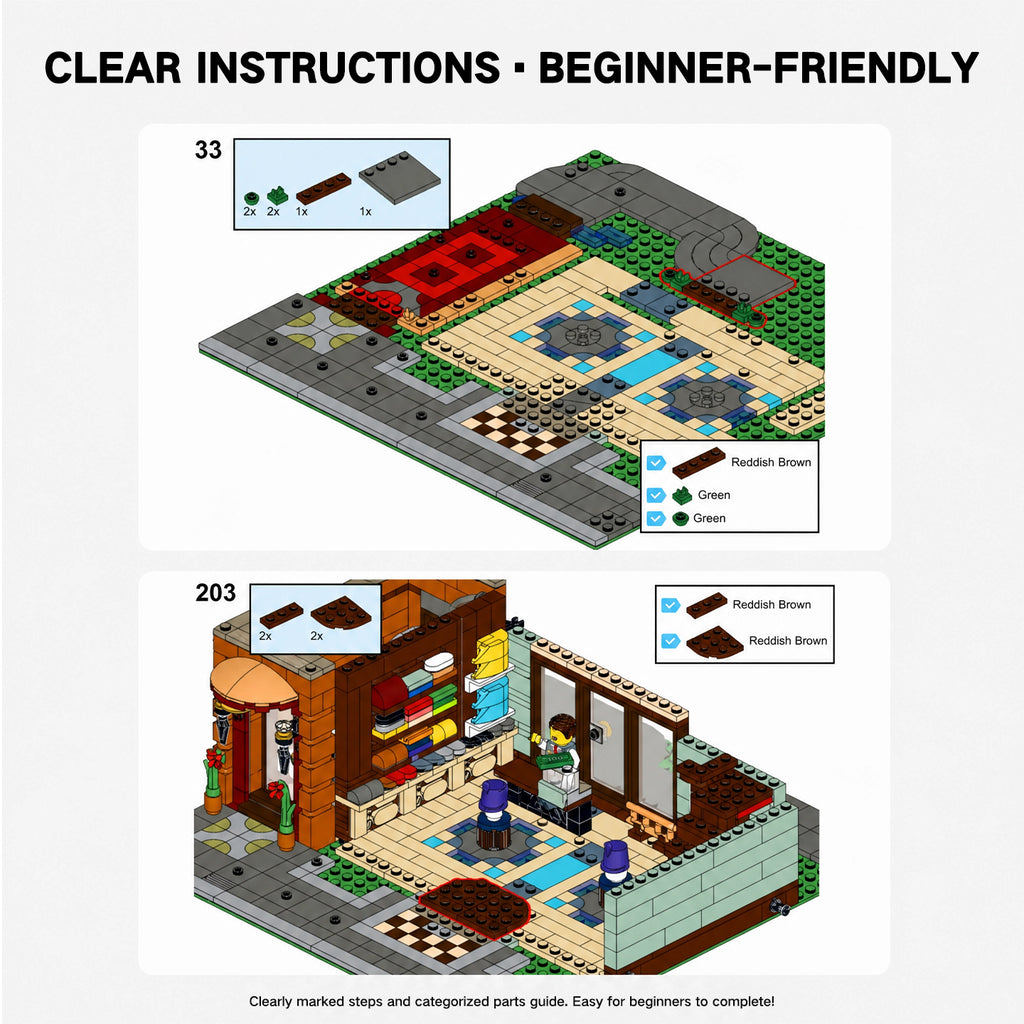Large Modular Townhouse Building Kit - Fully Compatible with LEGO Creator Expert Series Collectible Display Model