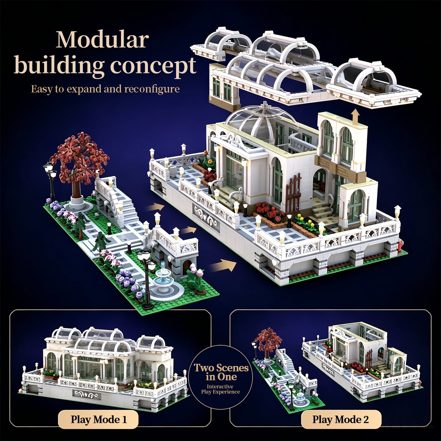 French Botanical Garden Building Blocks Set | 1593 Pieces Adult Collectible Architecture Model