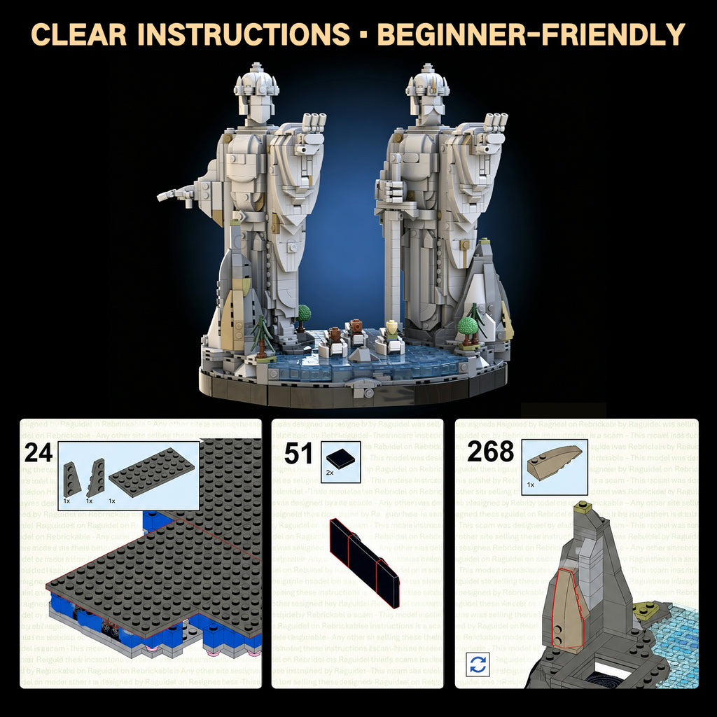 2104 PCS Lord of the Rings Argonath Building Set | Lego-Compatible LOTR Colossus Replica