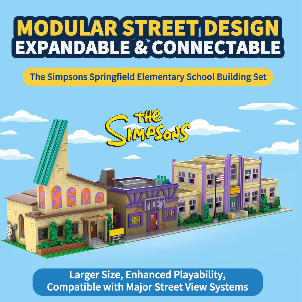 The Simpsons Springfield Elementary School Building Blocks Set, Modular Collectible Model Toy