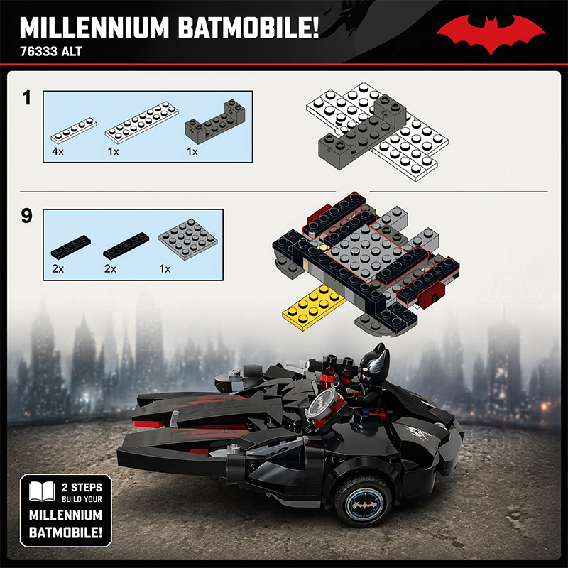 Lego-Compatible Millennium Batmobile Building Set | 228PCS DC Batman Toy with Exclusive Minifigure