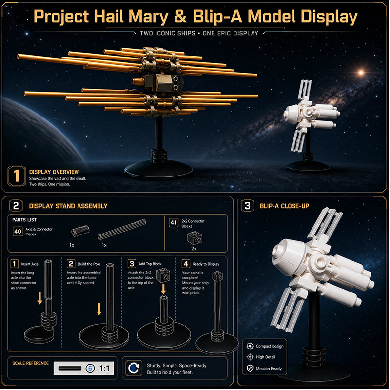 Project Hail Mary & Blip-A Building Set | 100% LEGO Compatible | Dual Spaceship Model with Display Stands