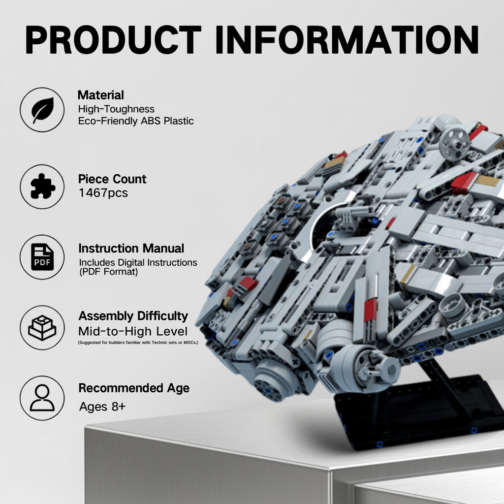 Star Wars Millennium Falcon Building Set, Compatible with Lego Starship Model, MOC Starship Collectible Toy for Adults & Kids, Ideal Gift for Star Wars Fans