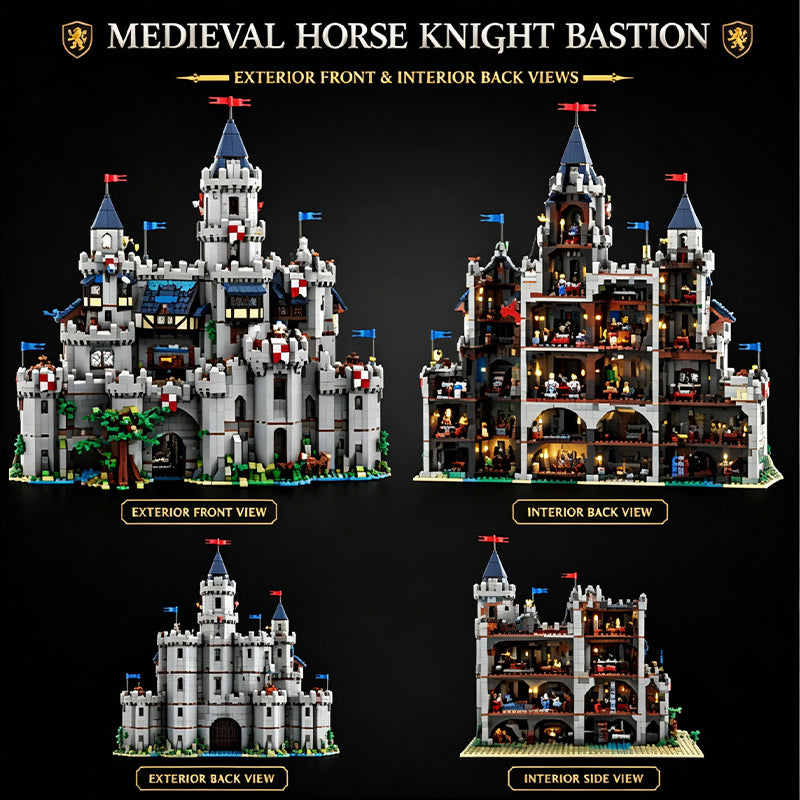 3143 PCS Medieval Horse Knight Castle Building Blocks Set, Modular Design with Detailed Minifigures, Compatible with Lego Bricks, Creative Construction Toy for Boys Girls Ages 8+