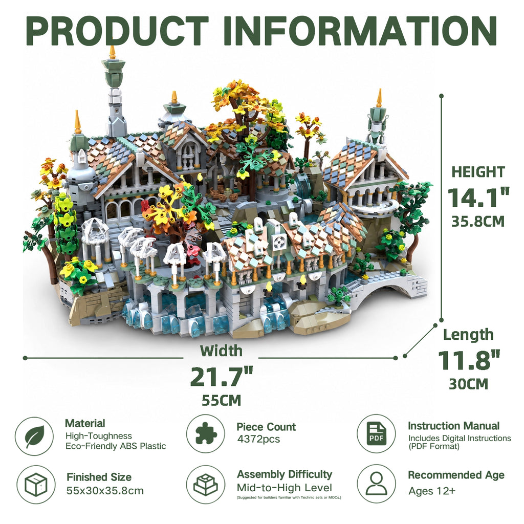 Rivendell Mini Building Set | 4372PCS LOTR Twilight Valley | 100% LEGO Compatible