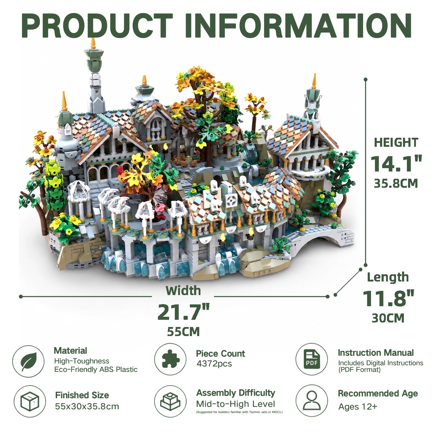 Rivendell Mini Building Set | 4372PCS LOTR Twilight Valley | 100% LEGO Compatible