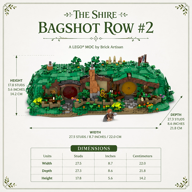 Bagshot Row #2 The Shire Hobbit Hole Building Blocks - Compatible with LEGO 10354 Lord of the Rings, 1586PCS Middle Earth Collectible Toy Set