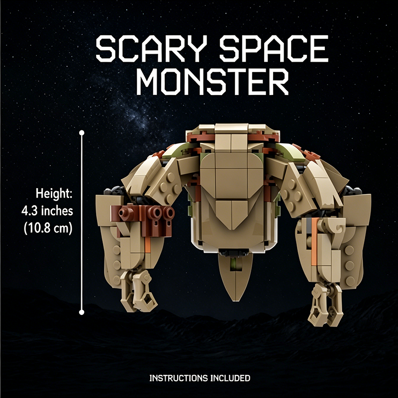 Scary Space Monster 2-in-1 Building Blocks Set - Lego Compatible Alien Toy