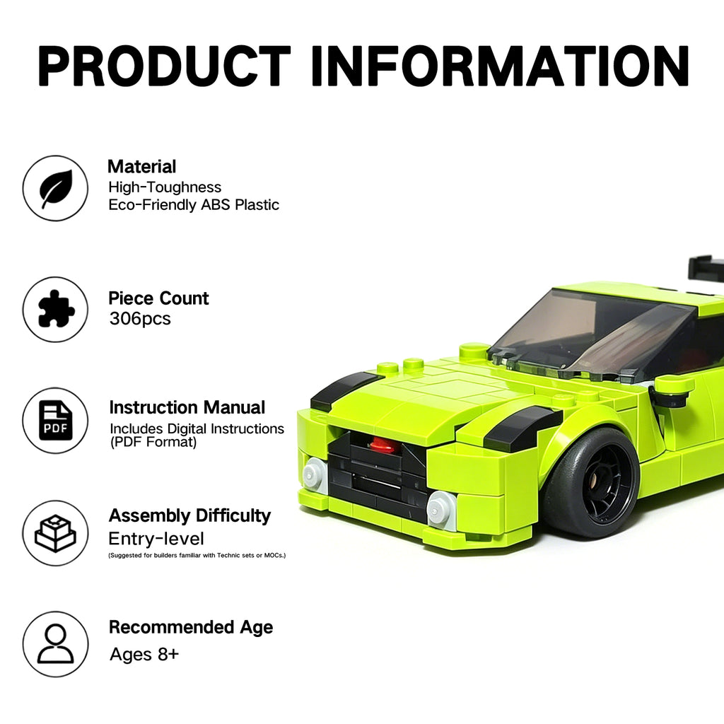Nissan GT-R R35 Modified Building Block Set, 306 Pieces Fully Compatible with Lego Speed Champions, Entry-Level MOC Sports Car Model Kit for Adults & Kids Ages 8+