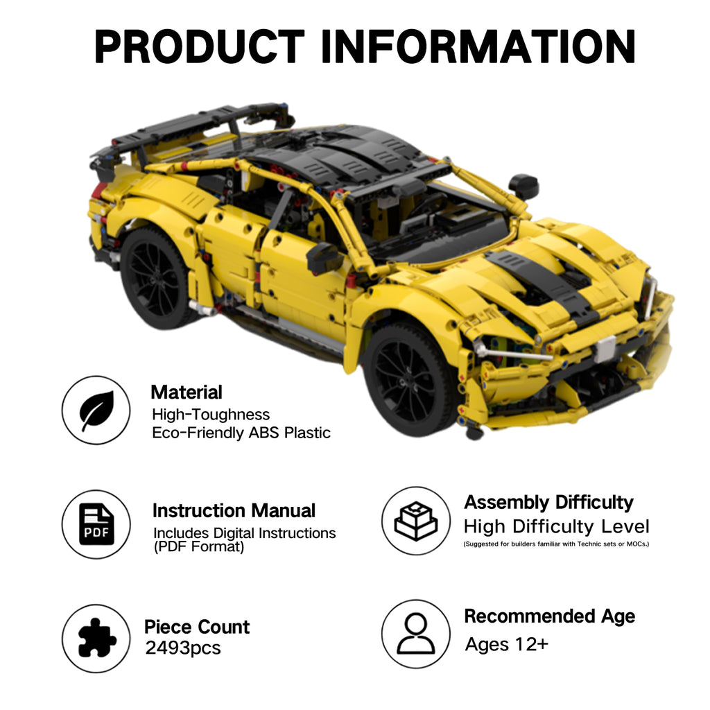 SU7 MOC Mechanical Sports Car Building Kit 2493PCS - Lego Compatible Collectible Brick Model for Adults & Teens 12+