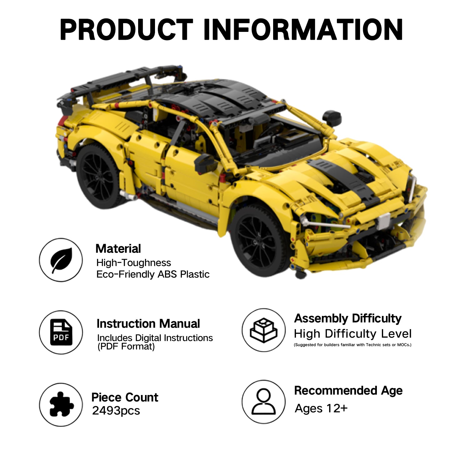 SU7 MOC Mechanical Sports Car Building Kit 2493PCS - Lego Compatible Collectible Brick Model for Adults & Teens 12+