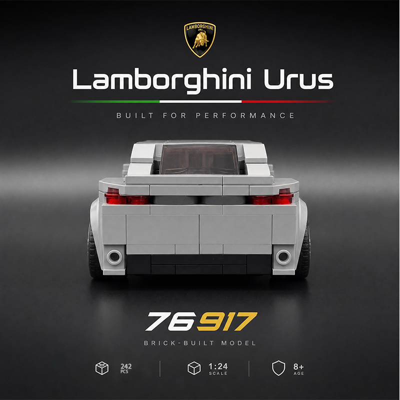 76917 MOC Building Kit, Nissan Skyline GT-R R34 & Lamborghini Urus, 100% LEGO Speed Champions Compatible, 8 Stud Wide Collectible Car Model