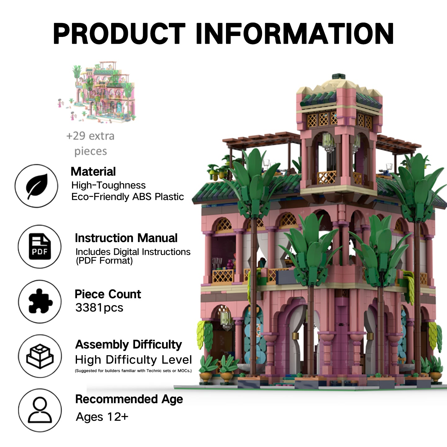 3381PCS Corner Garden Restaurant Building Set | European Street View | 100% Lego-Compatible