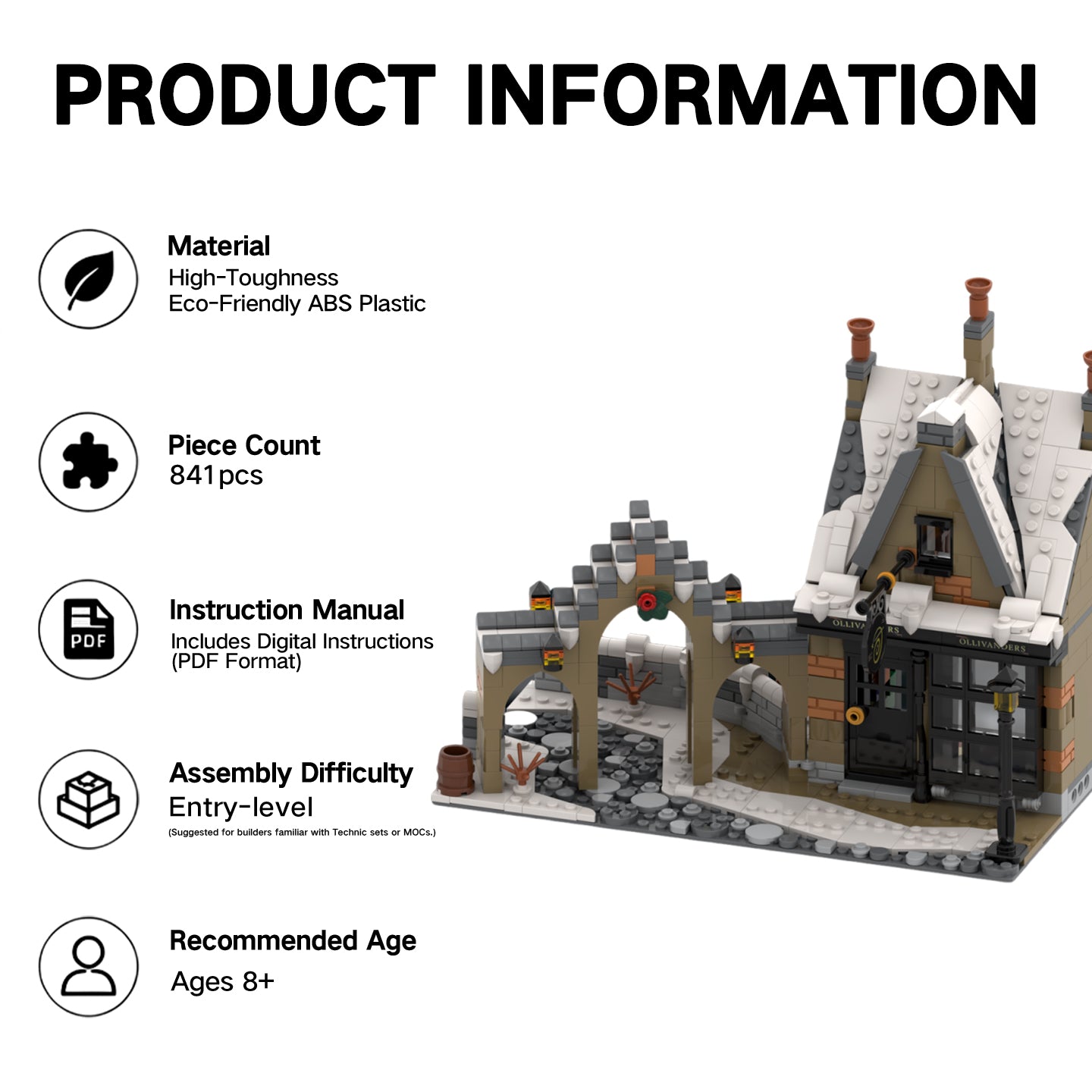 Ollivanders Wand Shop Building Set - 841 Pieces, Compatible with Lego Harry Potter