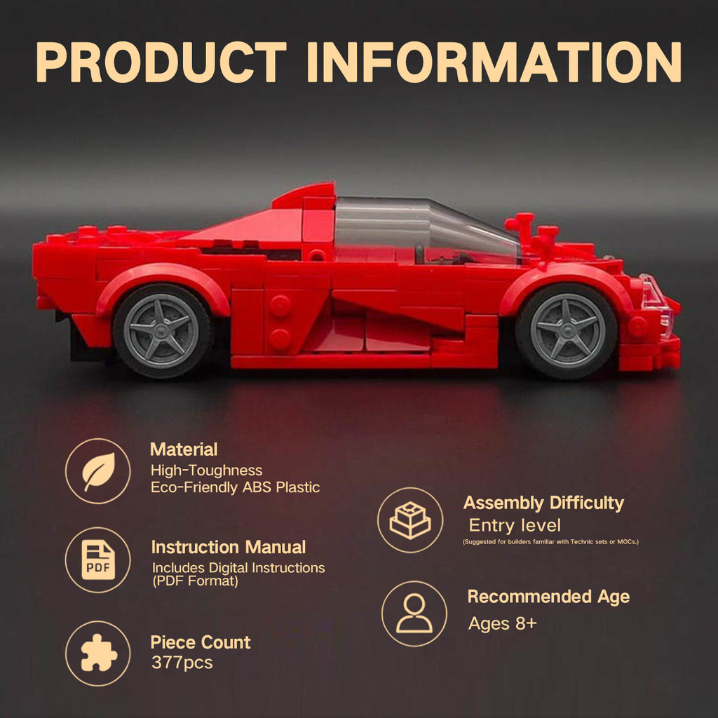 Lego-Compatible Yamaha OX99-11 Classic Sports Car Building Blocks Set, 377 PCS Collectible Race Car Model Kit