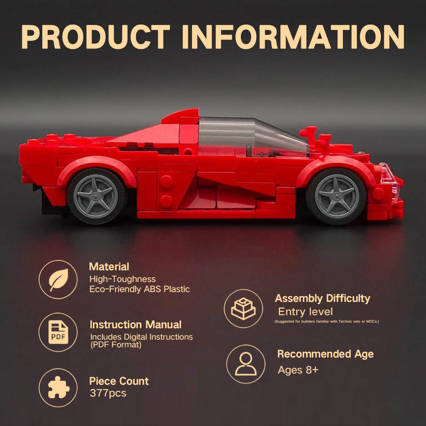 Lego-Compatible Yamaha OX99-11 Classic Sports Car Building Blocks Set, 377 PCS Collectible Race Car Model Kit