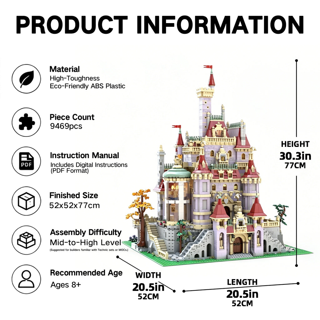 9469PCS Beauty and The Beast Castle Building Blocks Set, Upgraded Magical Princess Castle Bricks Kit Compatible with Lego, Collectible Display Model for Adults and Kids
