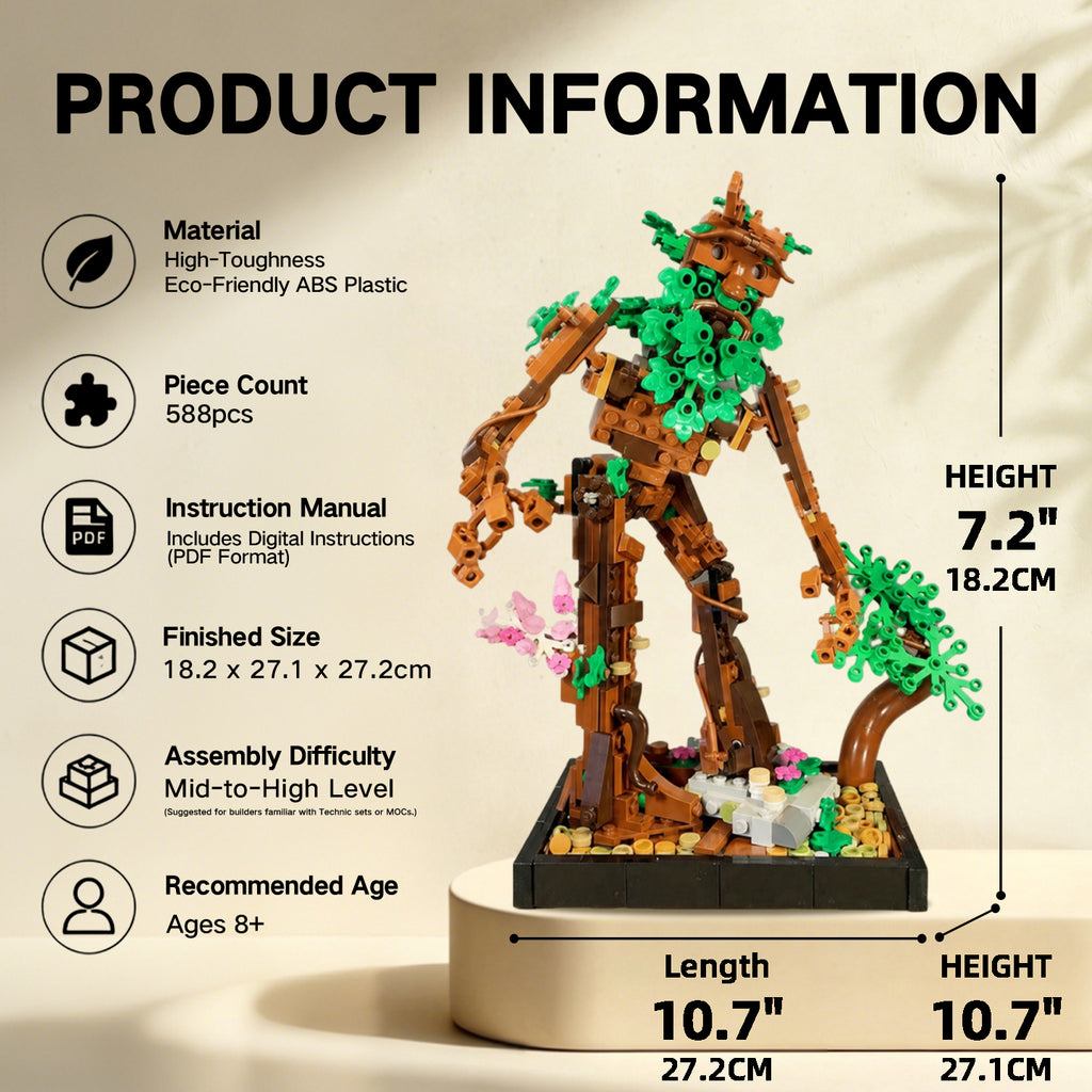Lord of the Rings Treebeard Ent Building Blocks - MOC Fangorn Forest Tree Figure Toy for Adults & Kids