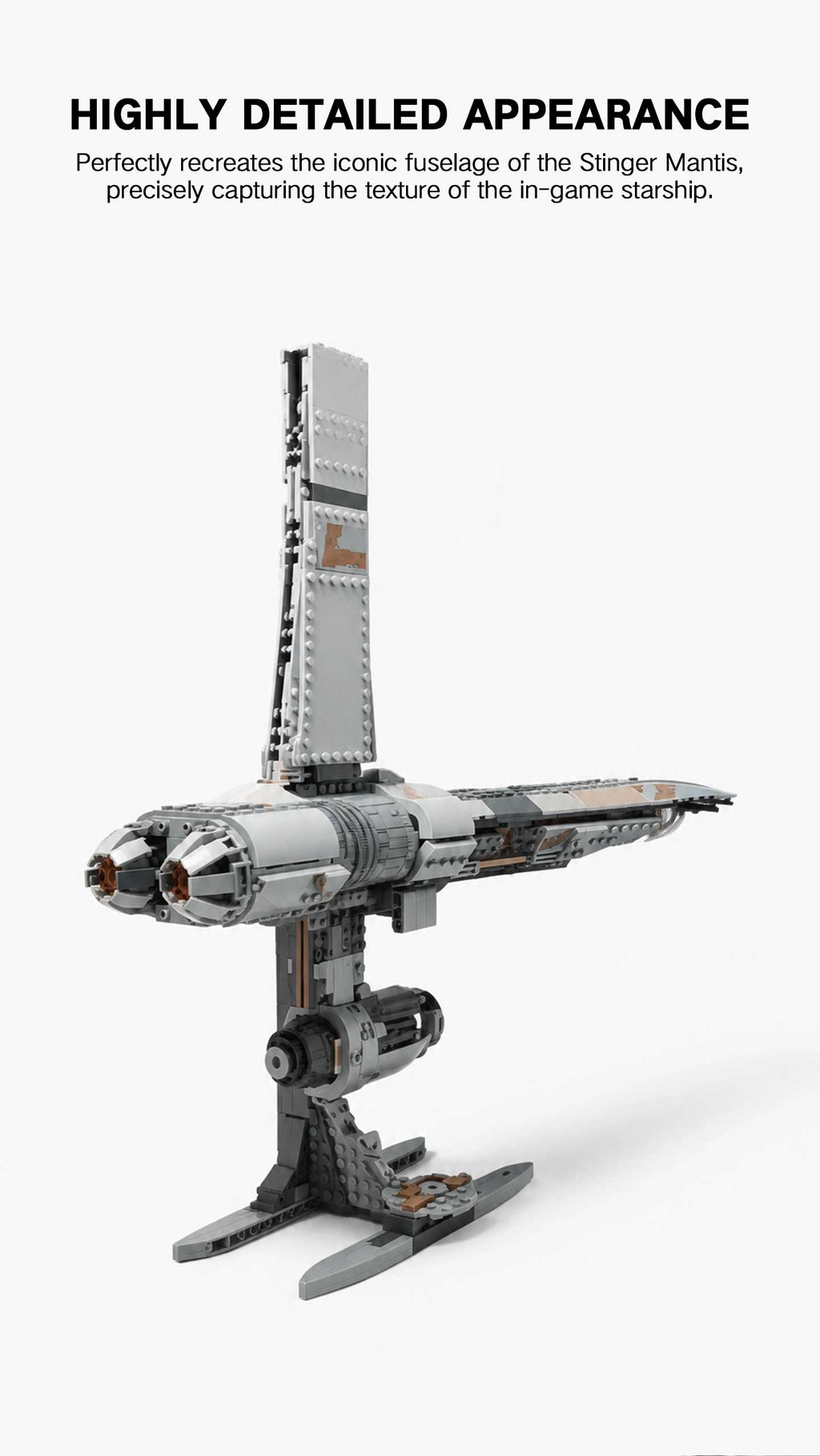 Stinger Mantis Starship Building Blocks - 719 PCS Sci-Fi Spaceship Model Kit, Collectible Display Toy for Star Wars Jedi Fans, Compatible with Major Brands