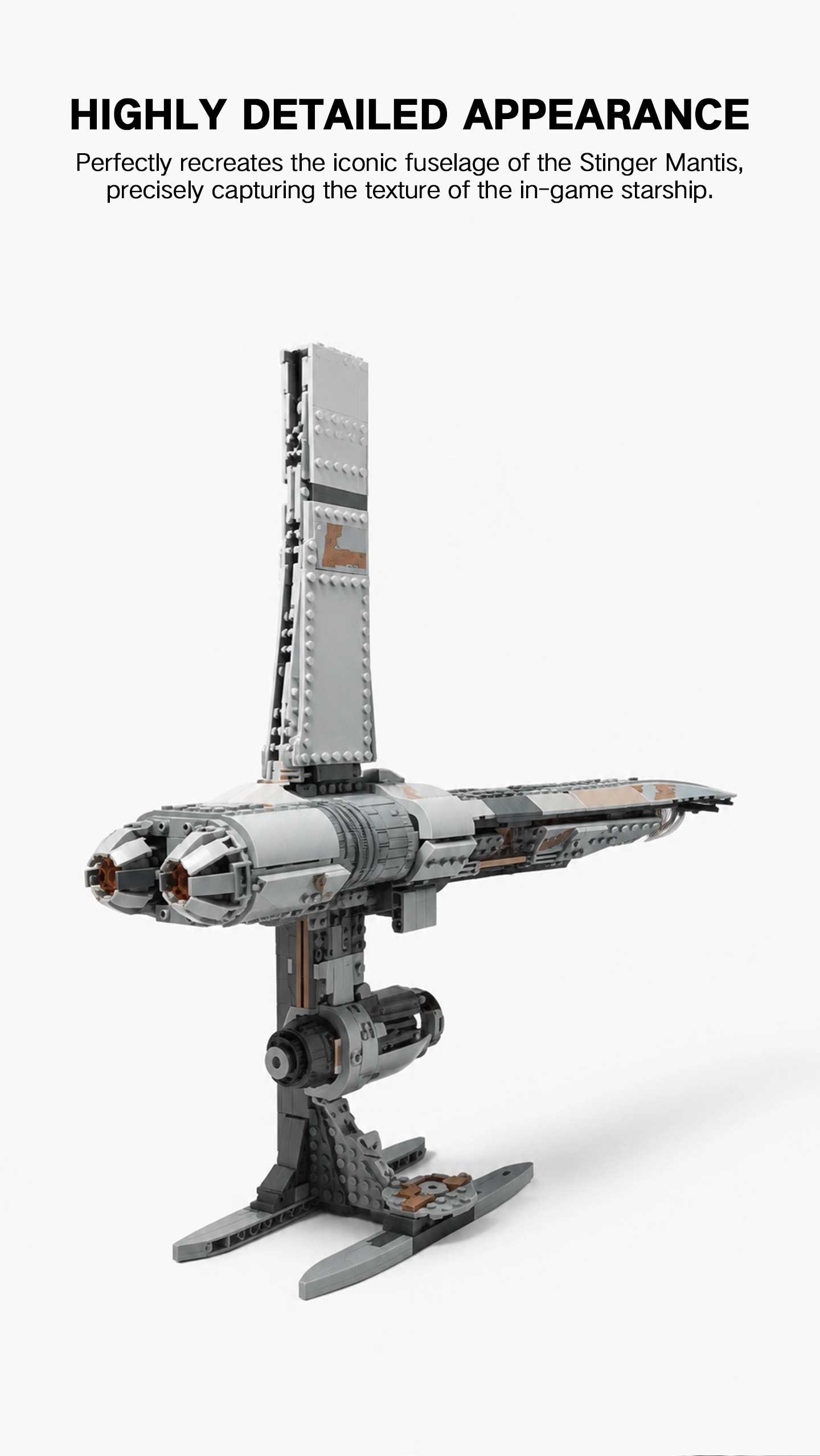 Stinger Mantis Starship Building Blocks - 719 PCS Sci-Fi Spaceship Model Kit, Collectible Display Toy for Star Wars Jedi Fans, Compatible with Major Brands