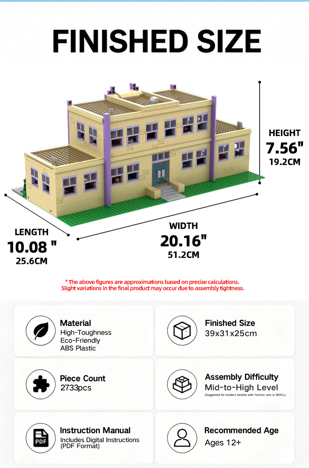 The Simpsons Springfield Elementary School Building Blocks Set, Modular Collectible Model Toy
