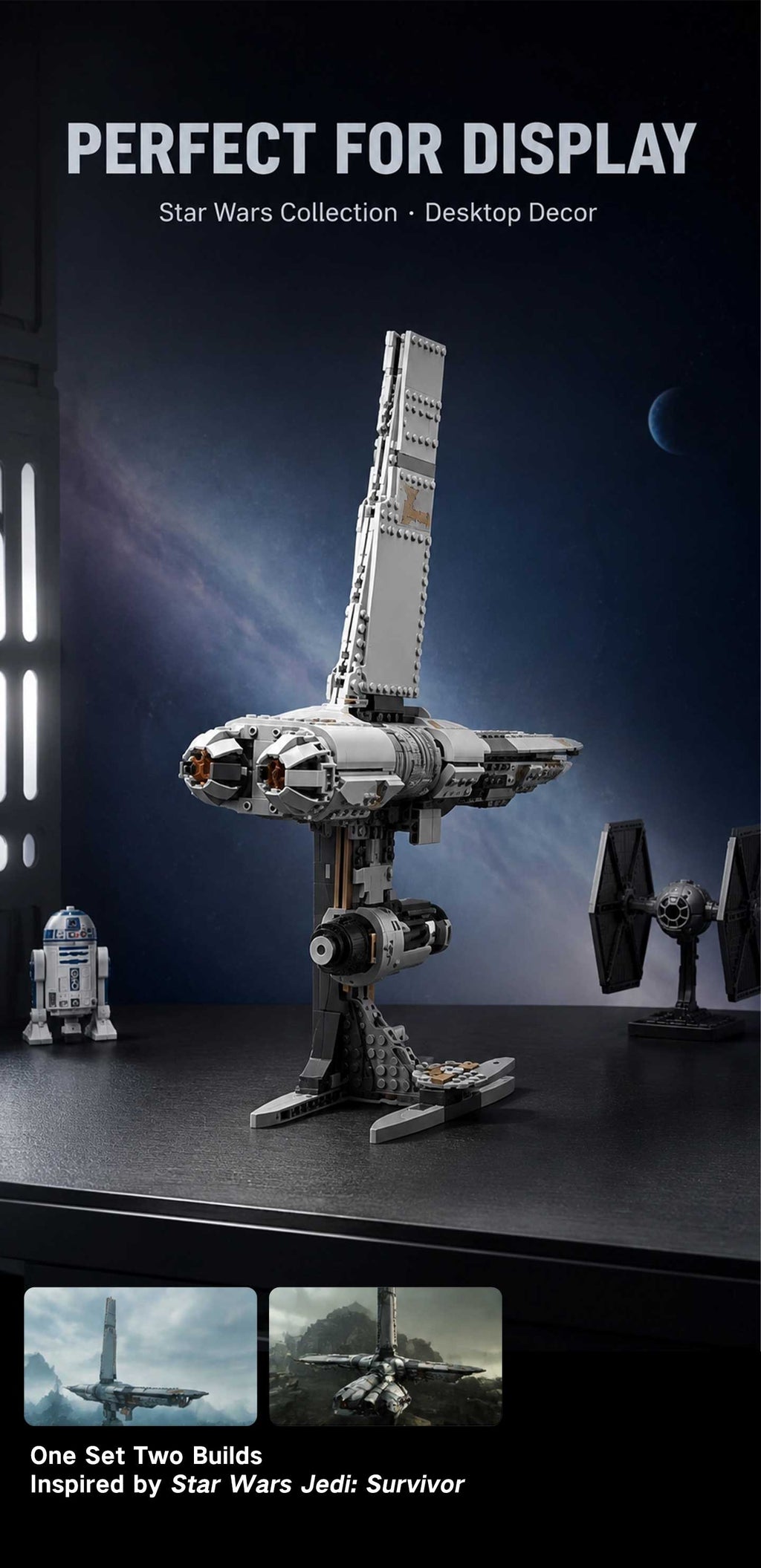 Stinger Mantis Starship Building Blocks - 719 PCS Sci-Fi Spaceship Model Kit, Collectible Display Toy for Star Wars Jedi Fans, Compatible with Major Brands