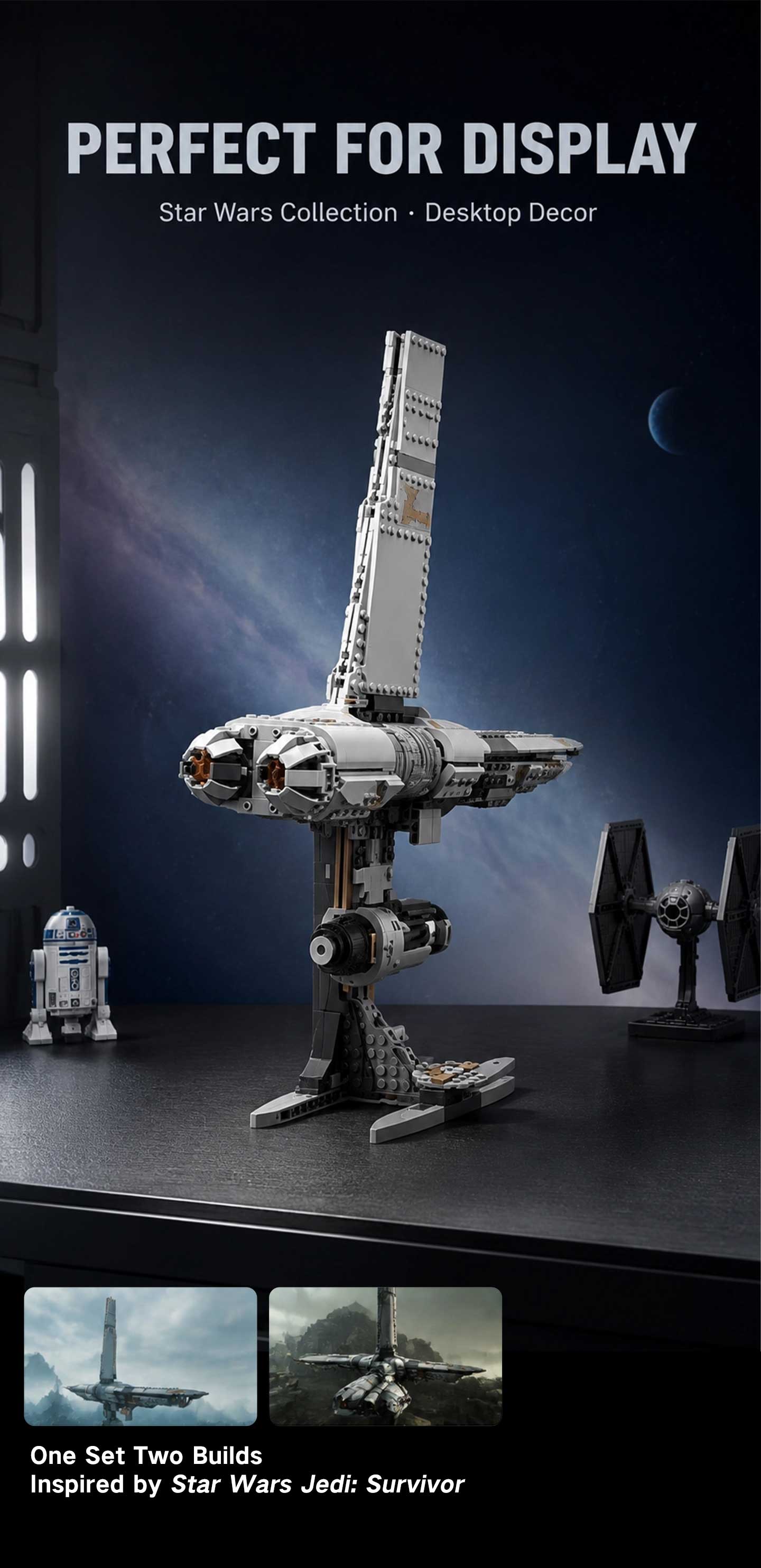 Stinger Mantis Starship Building Blocks - 719 PCS Sci-Fi Spaceship Model Kit, Collectible Display Toy for Star Wars Jedi Fans, Compatible with Major Brands